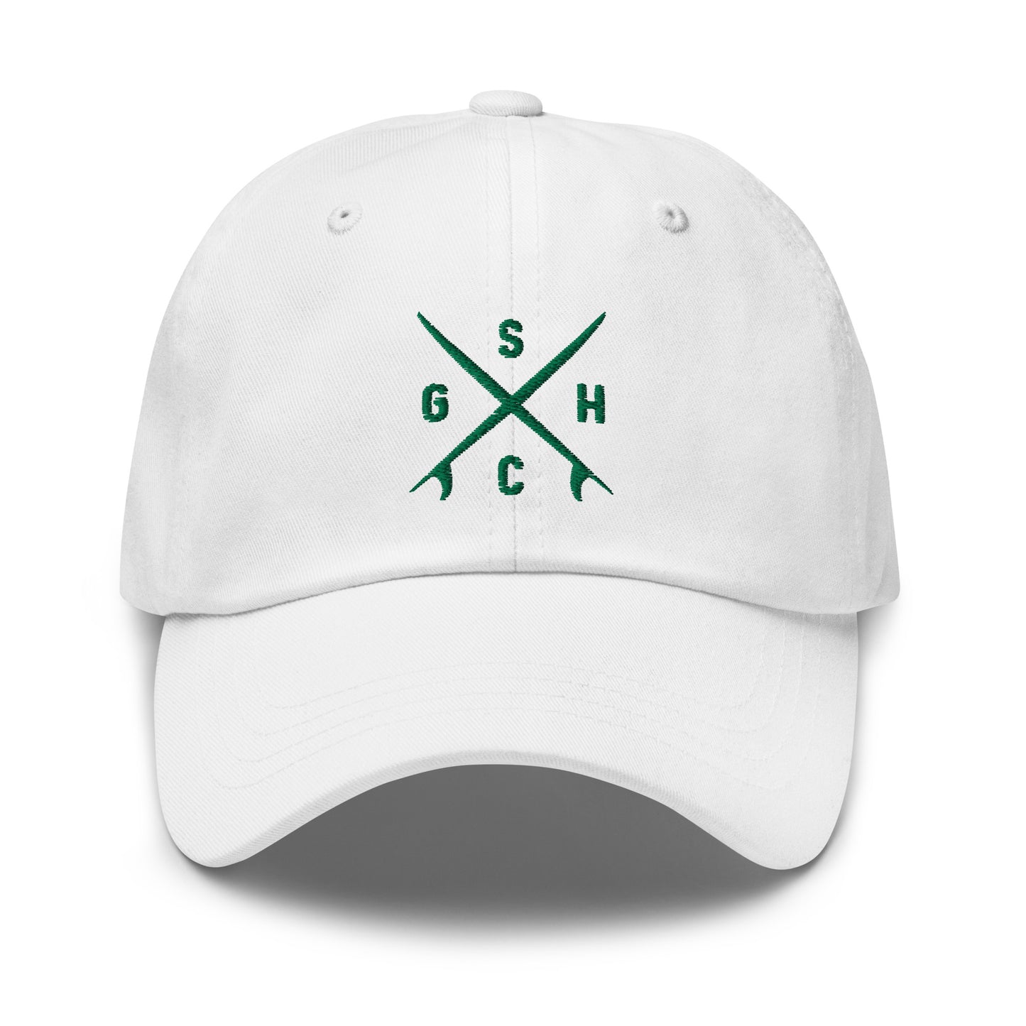 GHSC Surfboard Logo Dad Hat - White - Green Hill Surf Club