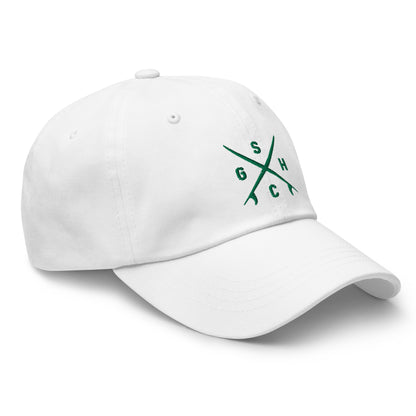 GHSC Surfboard Logo Dad Hat - White - Green Hill Surf Club