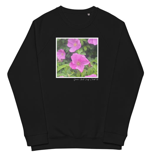 Organic Cotton Beach Rose Crew Sweatshirt - Black - Green Hill Surf Club