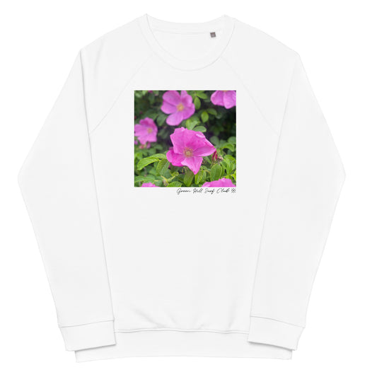 Organic Cotton Beach Rose Crew Sweatshirt - White - Green Hill Surf Club