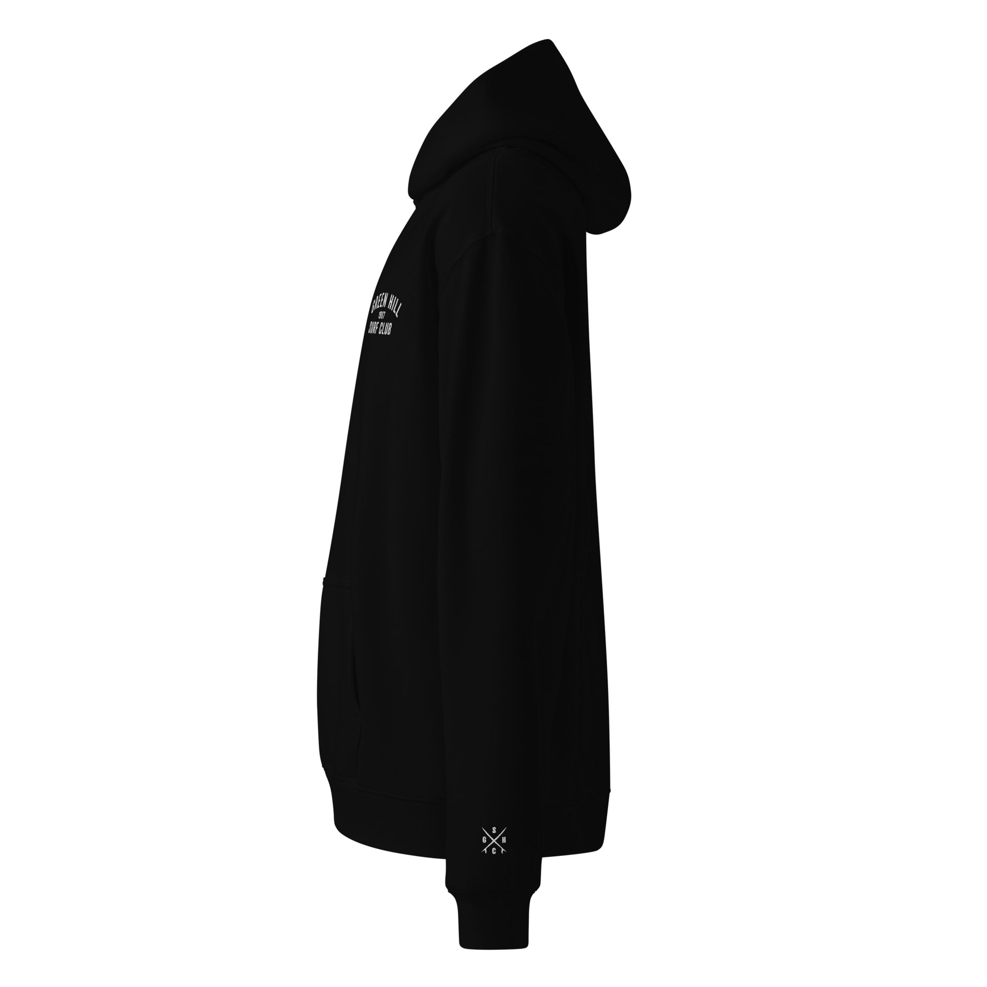 Green Hill Surf Club Oversized Embroidered Hoodie - Black - Green Hill Surf Club